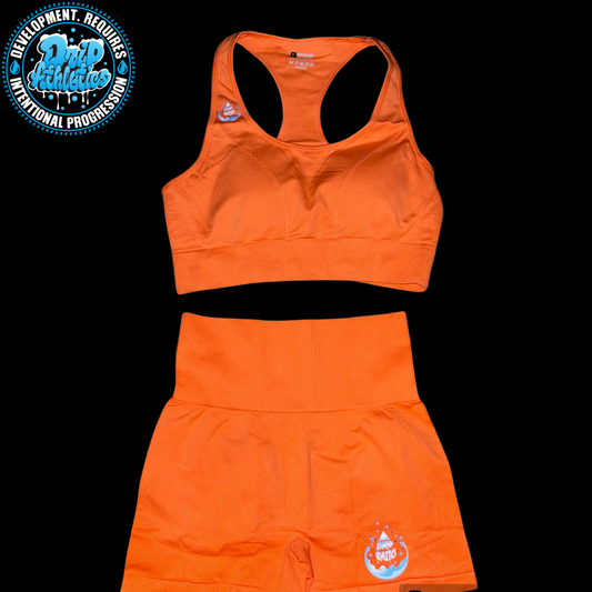 Drip Femme | “Heat Check” Orange Workout Set